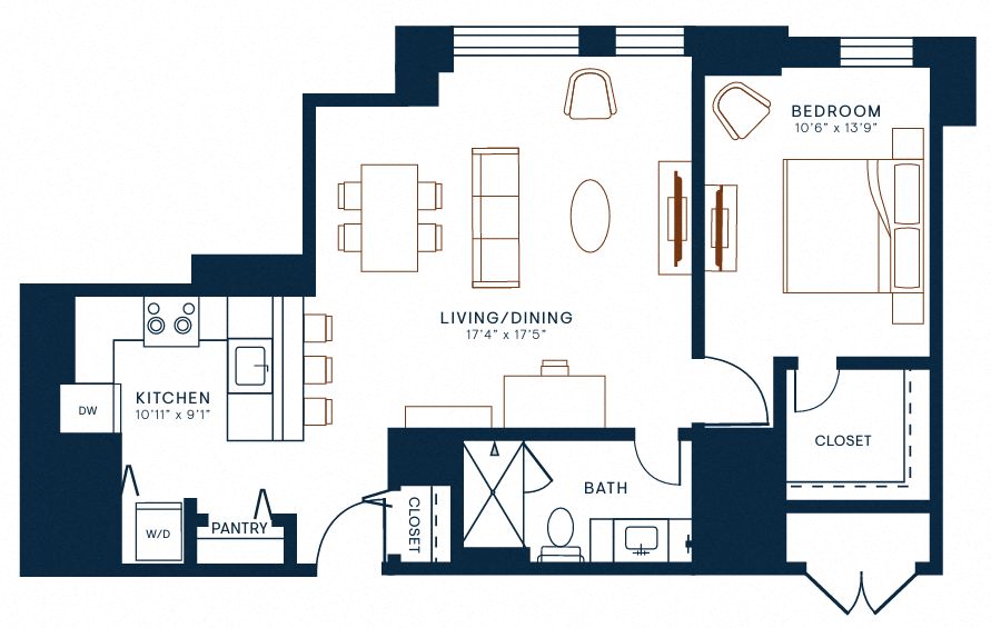 Belden Stratford | 1 Bedroom 1 Bath | 884 Sq Ft  at The Belden Stratford, Illinois